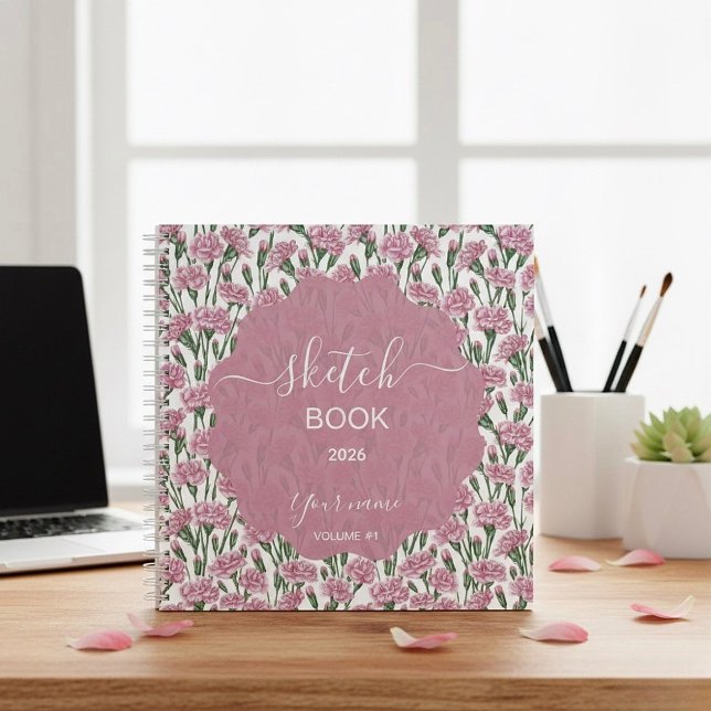 Carnet Œillet Rose (Créateur téléchargé)