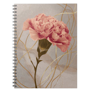 Carnet Œillet Rose Blush Floral Or