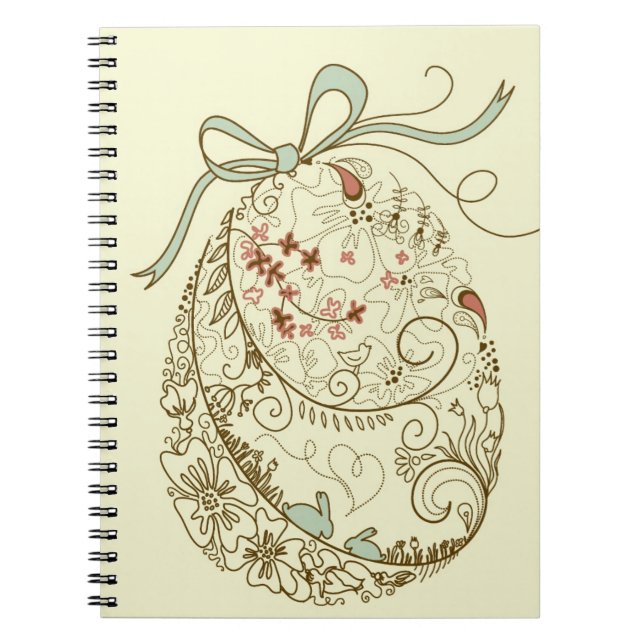 Carnet Oeuf de pâques avec les éléments floraux (Devant)