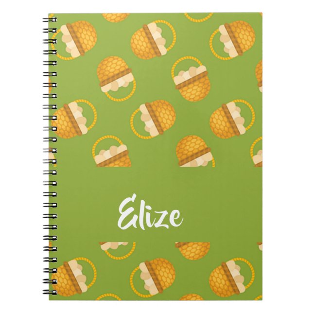 Carnet Oeufs en corbeille marron sur vert (Devant)