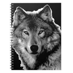 Carnet Œuvre d'art Loup Noir et Blanc