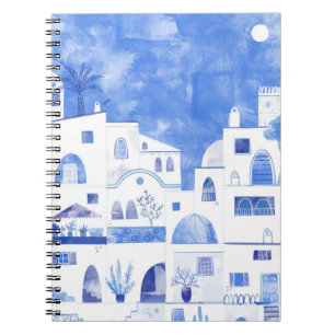 Carnet Oia Santorini Grèce Aquarelle Ville Peinture
