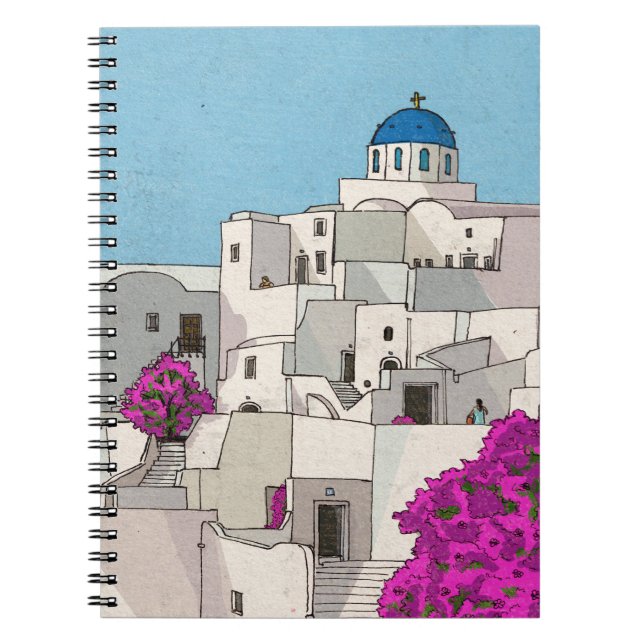 Carnet Oia Santorini Île Grèce Illustration lunaire (Devant)