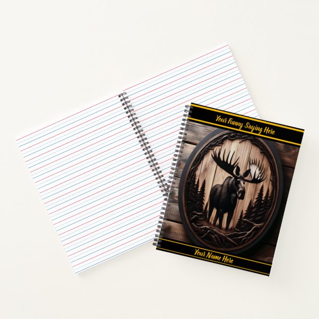 Carnet Oie sculptée en bois dans un cadre forestier (Intérieur)