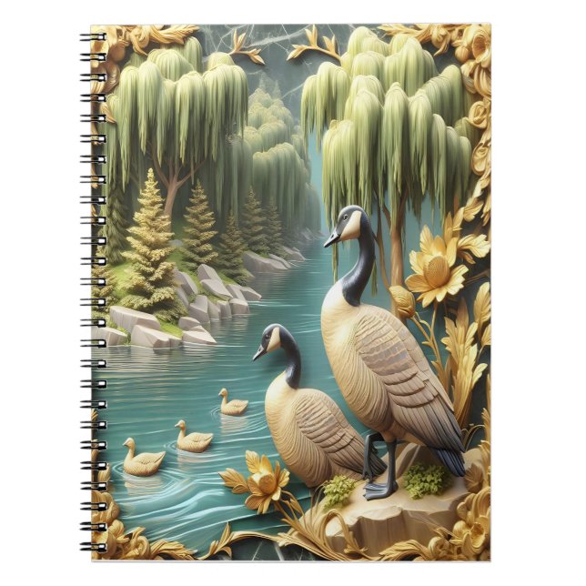 Carnet Oies du Canada au milieu des saules qui pleuvent (Devant)
