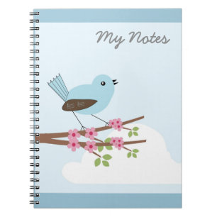 Carnet Oiseau bleu dans l'arbre de fleur