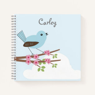 Carnet Oiseau bleu dans l'arbre en fleurs Cute personnali