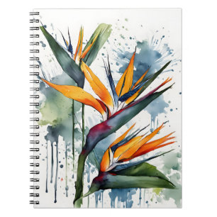 Carnet Oiseau de Paradis - Fleurs aquarelle