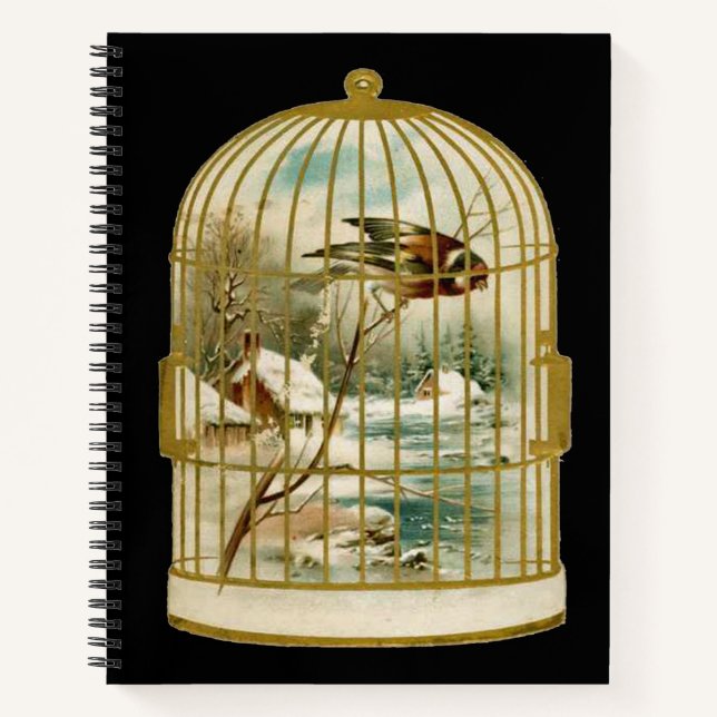 Carnet Oiseau doré Cabine Flux de neige Oiseau intérieur (Devant)
