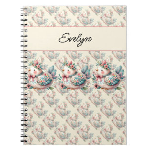 Carnet Oiseau folklorique floral au charme Pastel Boho