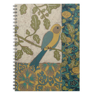 Carnet Oiseau jaune et bleu Turquoise perché sur une bran