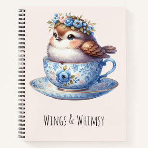Carnet Oiseau mignon en Floral Teacup Cottagecore Art