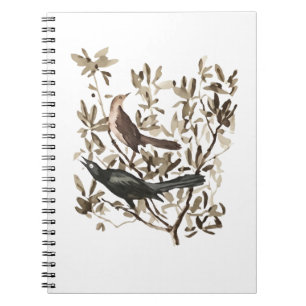 Carnet Oiseaux à l'aquarelle vintage sur branches Décorat