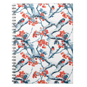 Carnet Oiseaux de titane, branches de neige hivernale, ra