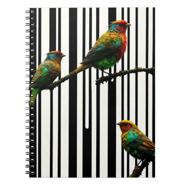 Carnet Oiseaux et lignes verticales (Devant)
