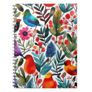 Carnet Oiseaux floraux colorés