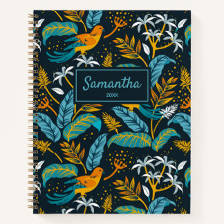 Carnet Oiseaux tropicaux & Nature Motif, Jaune & Bleu