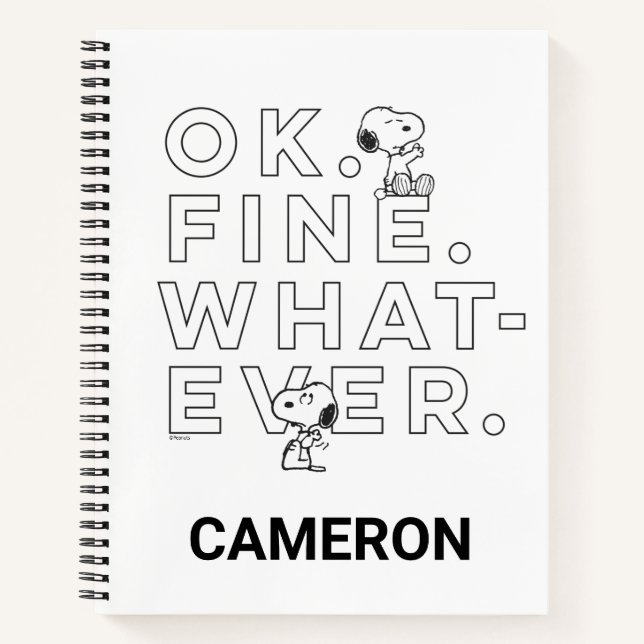 Carnet "Ok. Bien. Peu importe." - Snoopy (Devant)