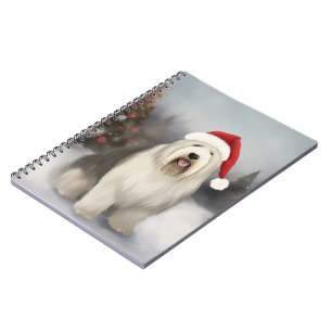 Carnet Old English Sheepdog en Noël de neige