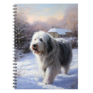 Carnet Old English Sheepdog Laisser neiger Noël