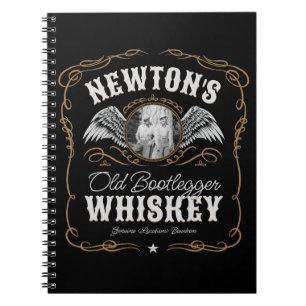 Carnet Old Moonshine Whiskey Étiquette AJOUTER PHOTO Nom 