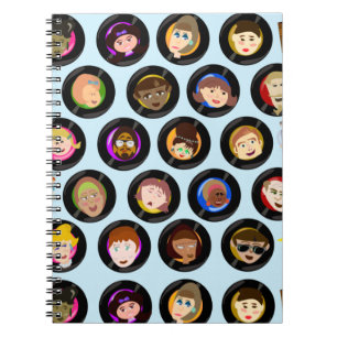 Carnet Oldies Cartoon Caractère Vinyl Records Motif