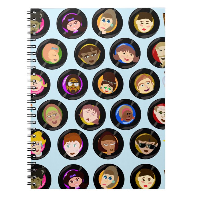 Carnet Oldies Cartoon Caractère Vinyl Records Motif (Devant)