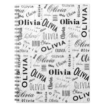 Olivia Nom Personnalisé Noir Blanc