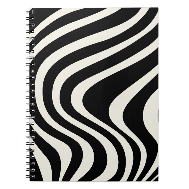Carnet Ondes de style rétro noir et blanc (Devant)