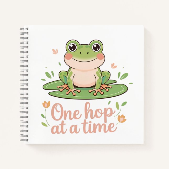 Carnet One Hop at a Time | Frog on Lily Pad Notebook (Devant)