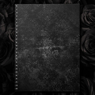 Carnet Onyx Velvet Damask   Black Grunge Goth Glam Floral