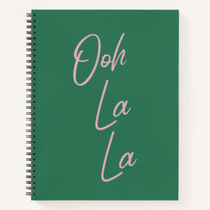 Carnet Ooh La La Funny Citation française rose et verte