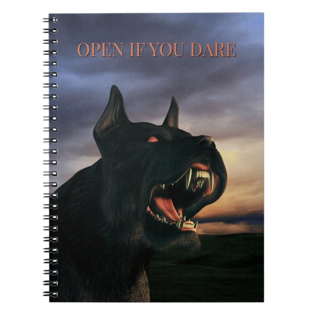 Carnet Open If You Dare. Big, black dog (Devant)