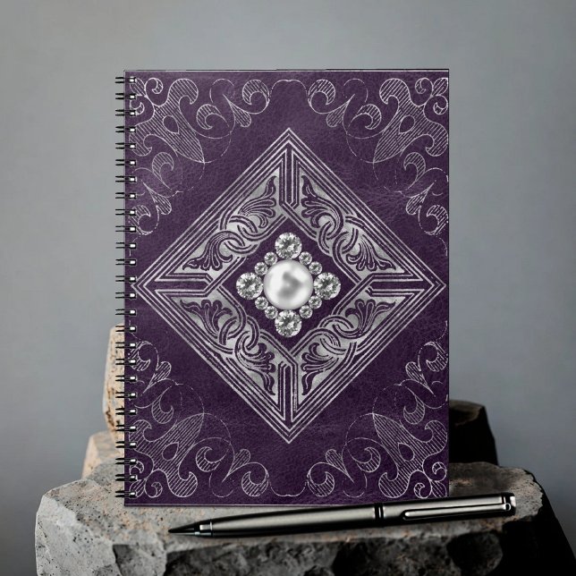 Carnet Opulence ornée | Fleurir de bijoux pourpre et arge (Créateur téléchargé)