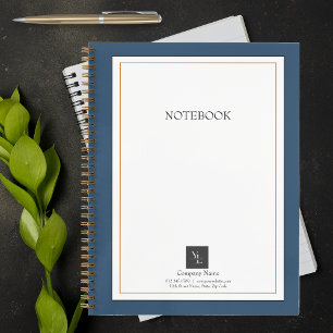 Carnet Or bleu moderne avec logo d'entreprise
