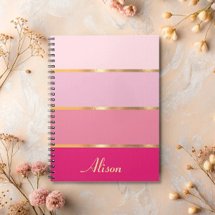 Carnet or chic rose large rayures Nom