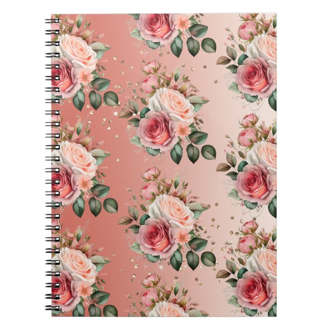 Carnet Or Confetti rose Roses Floral (Devant)