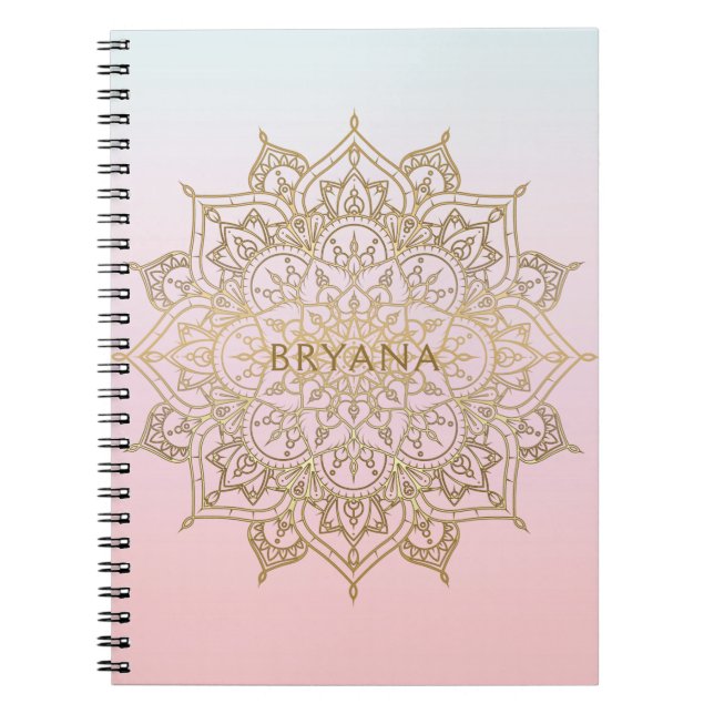 Carnet Or Mandala rose Peach Chic Glamor moderne Glam (Devant)