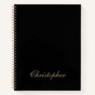 Carnet Or Noir Nom Personnalisé Minimaliste Élégant Homme