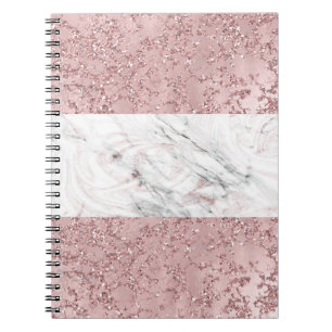 Carnet Or rose Moderne Glam Marbre & Paillettes Décoratif