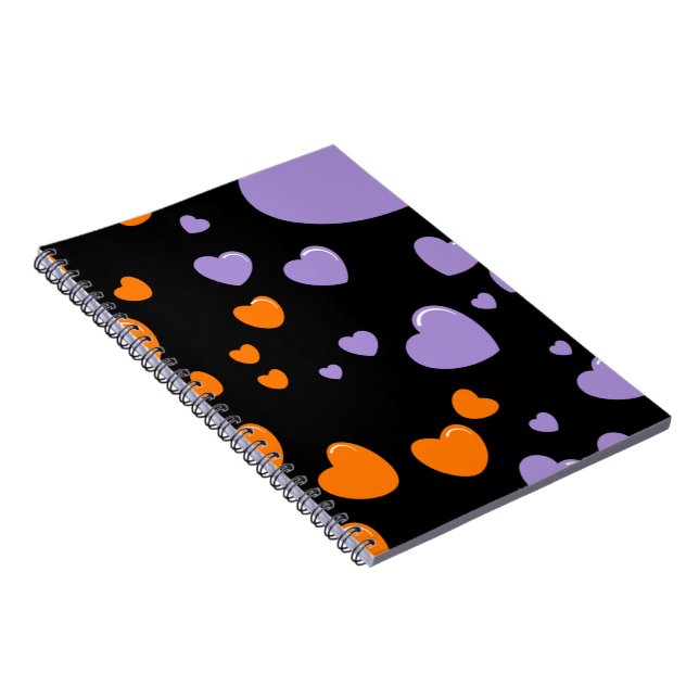 Carnet orange and purple hearts polka dots (Côté Droit)