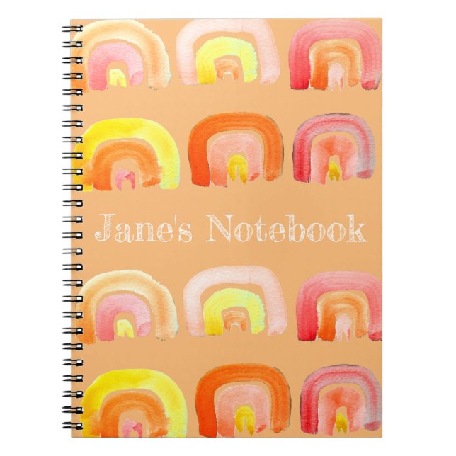 Carnet Orange arc-en-ciel art rétro mignon (Devant)