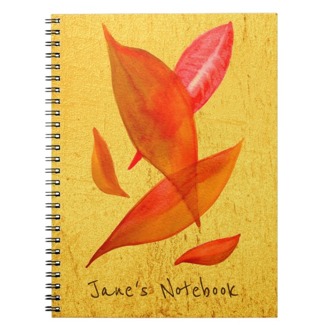 Carnet Orange Automne automne feuille saisonnière art (Devant)