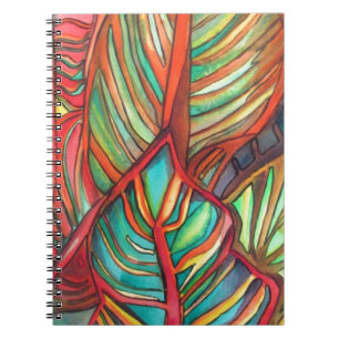Carnet Orange Canna feuille aquarelle art original