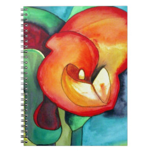 Carnet Orange Canna lily flower original watercolor art