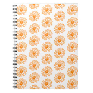 Carnet Orange Daisy Flower Print, Vintage motif floral