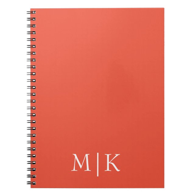 Carnet Orange et Blanc | Monogramme Moderne (Devant)