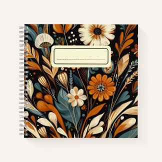 Carnet Orange Fleur sauvage & Bird - Whimsical Folk Art