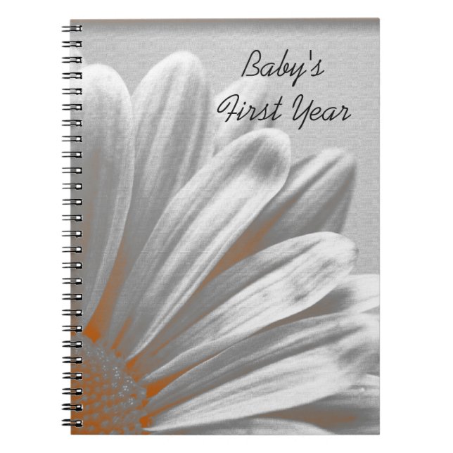 Carnet Orange Floral Highlight La première année du bébé (Devant)