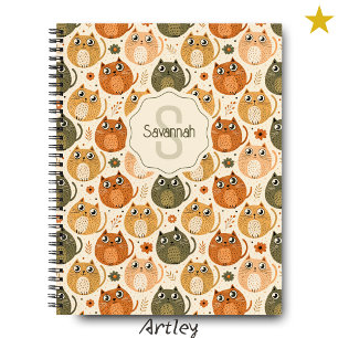 Carnet Orange Grey Cute Gras Chats Nom Monogramme